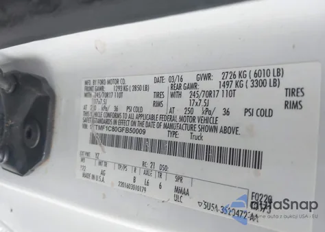 2016 Ford F150 Xl from USA, damaged, VIN 1FTMF1C80GFB50009